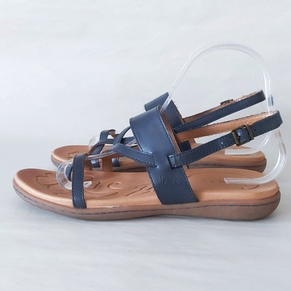 B.O.C Born Women Sandals Size 6 Blue Faux Leather Buckle Ankle Strap Slingback - Picture 4 of 9